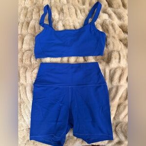 Athleta Blue Sports Bra and Shorts Set